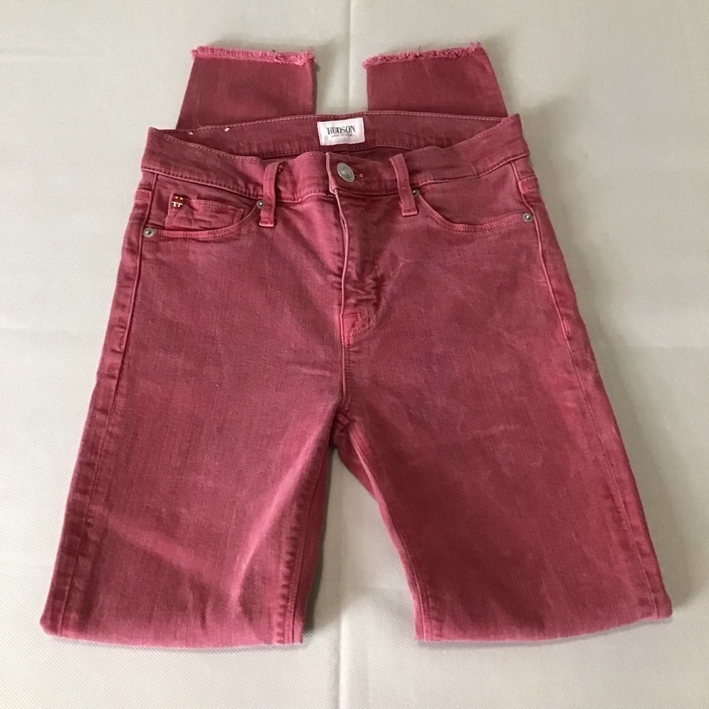 Hudson Jeans Women's Mid Rise Nico Super Skinny Raw Hem in Rose - Picture 4 of 13